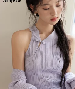 Alternative view of MISHOW Knit Dress Set Women Slim New Chinese Knit Long Dress 2024 Fall New Gentle Elegant Knit Long Sleeve Cardigan MXD48T0436