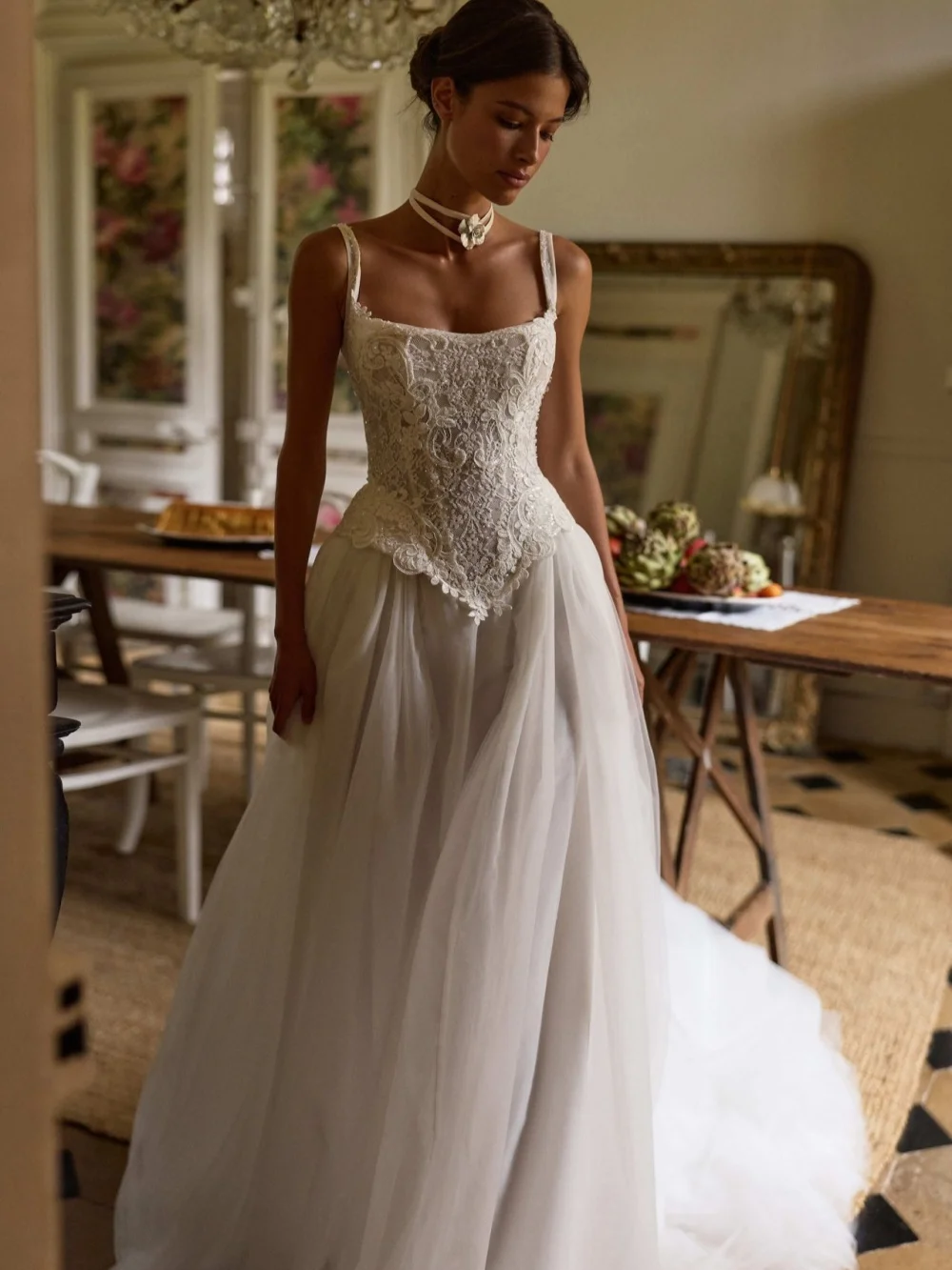 New Arrival Charming Appliques Wedding Dress Shinny Beaded Thin Straps Bridal Gown Customized A-line Tulle Dresses For Bride - Image 3