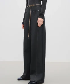 Alternative view of FSLE【Premium Series】Original Color Straight Wide-leg Brushed Jeans for Women Winter 2025 New Style Ins Simple Design All-match