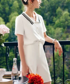 Alternative view of OLrain Women's Summer Shorts French Fashion White Casual Lady Short Pants 2025 Ladies High Waist Shorts Woman Clothes O22XK01008