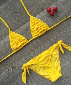 4 Color Brand 2023 Summer Girls Swimwear Soild Baby Kids Swimwear Biquini Infantil Swimsuits Falbala Bikini Girl For 6-14years