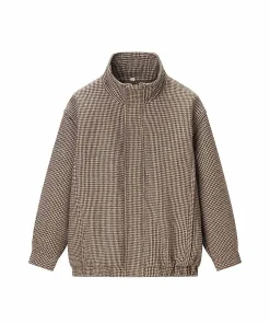 HH Woman Early Spring Fashion Long Sleeves Stand Collar Solid Color Plaid Zipper Bomber Jacket Female Casual Versatile Jacket