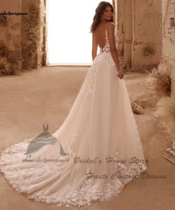 Alternative view of Lakshmigown Civil Boho Beach Wedding Dresses V Neck Lace Appliques 2025 Vedtidos Corset Sexy Women Bridal Gowns Customized