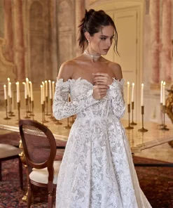 Alternative view of Modern Sweetheart A-Line Wedding Dress 2026 Bridal Gowns Long Sleeve Customizable Elegant Bridal Dress for Your Special Day