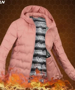 JNLN Winter Warm Down Jacket Women Hiking Camping Climbing Trekking Graphene Lining Coat Duck Down Lightweight Padding Jackets