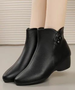 Alternative view of 2025 New Women's Suede Ankle Boots - Chunky Heel Comfort Booties with Decorative Buttons & Soft Leather, Winter Fashion Boots