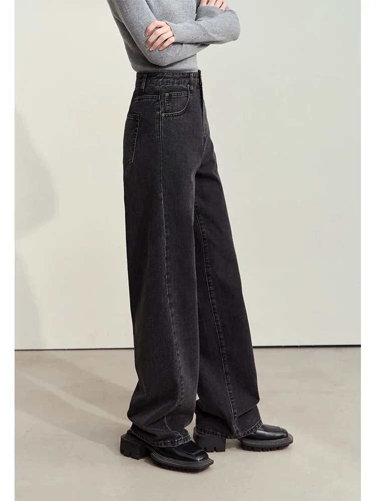 AMII 2025 women jeans Autumn fashion denim vintage casual office lady pantalones loose wide leg pants woman clothing 12443249 - Image 3