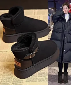 Retro Snow Boots Women Winter Women Shoes 2025 New Style Fleece-Lined Cotton Shoes With Thick Soles