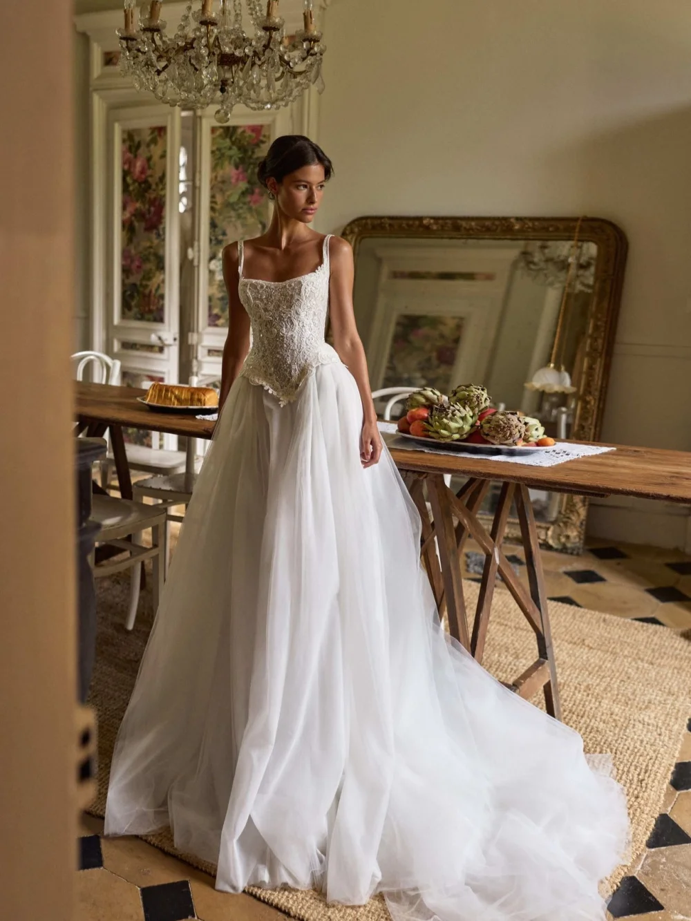 New Arrival Charming Appliques Wedding Dress Shinny Beaded Thin Straps Bridal Gown Customized A-line Tulle Dresses For Bride - Image 2