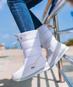Winter thick women's snow boots Warm Plush Mid-calf Boots Non slip Waterproof Platform Snow Boot Casual Female White shoes