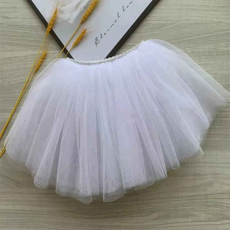 Children's Dance Skirt Soft Yarn Ballet Skirt White Tutu Four-Layer Performance Skirt Female - Image 4
