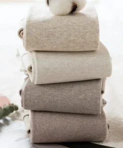 Alternative view of Winter Warm Leggings Women Vertical Stripes Casual Pants Thickened Plush Cotton High Elasticity Solid High Waist Winter Pants