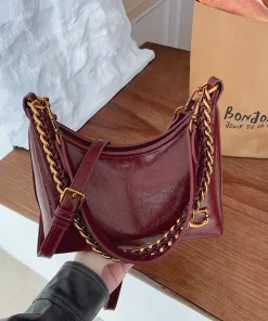 Alternative view of Spacious Simple Stylish Chain Single Shoulder Underarm Bag Fall Winter New Style Vintage Unique Slant Bag for Work