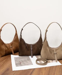 New Women's Natural Suede Leather Shoulder Bags Female Soft Cowhide Durable Crossbody Bag Ladies Fashion Trend Commute Handbags