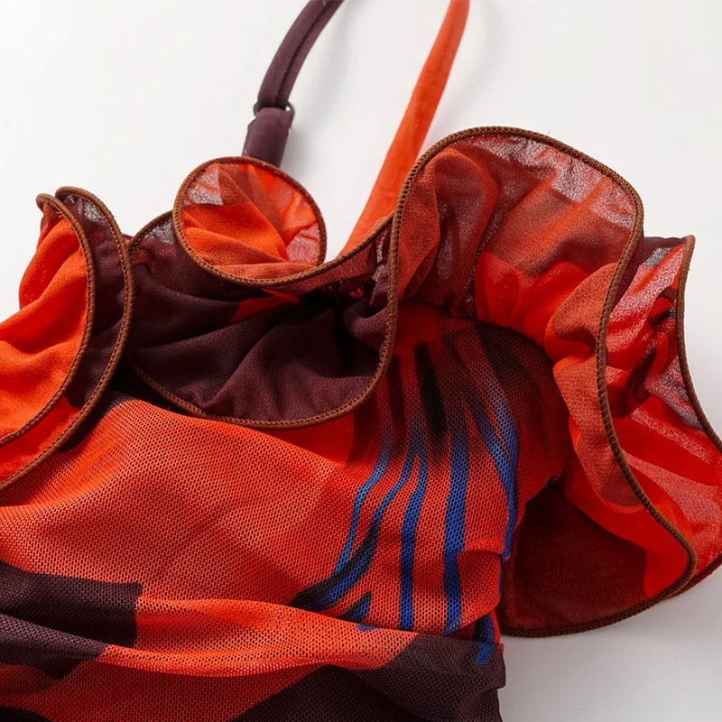 Sexy Swimsuit Women Bikini Set Lily Contrast Print Fabric Patchwork Skirt Push Up Swimsuit Biquini Bodysuit Bathing Suits - Image 5