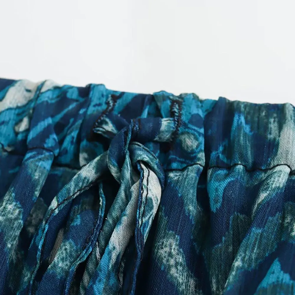 2024 New Women Long Skirt Set Casual Long Sleeve Print Shirts + High Waist Slim Ankle-Length Skirts Set - Image 6