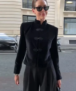 Alternative view of Stand Collar Long Sleeve Short Jacket Woman Single Breasted Solid Color Straight Coats Casual Versatile Chic Women's New Jackets