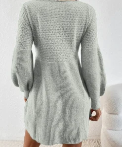 Alternative view of Autumn and winter new type of knitted dress women waist show thin fragrance style of A woman long sleeve A-line sweater dress la