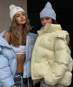 Alternative view of HH Woman Casual Long Sleeves Pockets 4-Color Solid Coats Winter Woman Zipper Drawstring Detachable Hooded Warm Cotton-padded