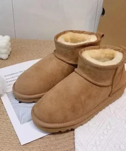 Alternative view of 2025 Winter Warm Boots - Women's Snow Boots, Men's Short Boots. Made of real sheepskin and wool. Low-top and mid-top warm shoes.